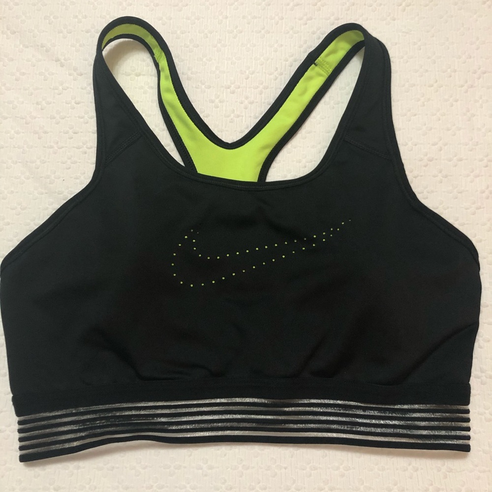 Nike Sports Bra Dri Fit Large Black and Green